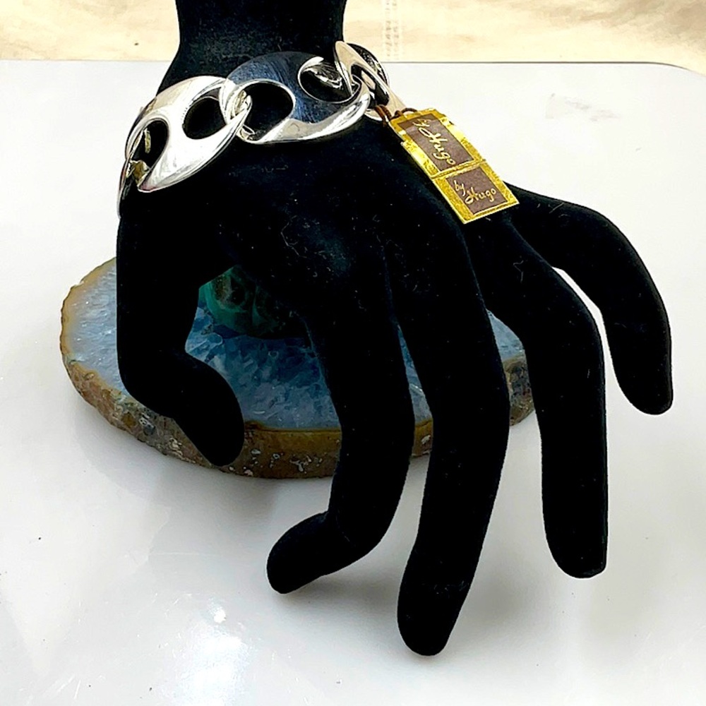 Brand New, Vintage 7” Bold Silver Chain Bracelet By Hugo